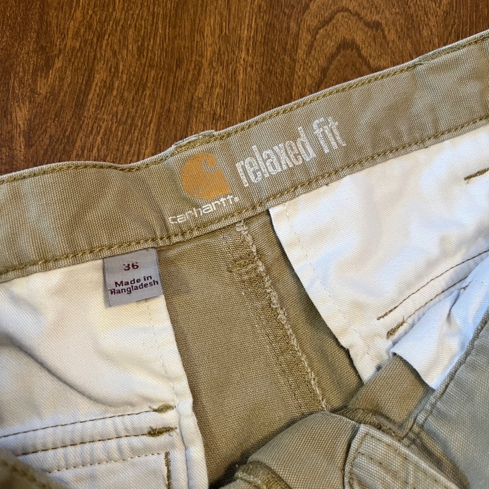 Carhartt Mens 36 Relaxed Fit Cargo Shorts Tan Canvas Utility Workwear 103542 - Picture 5 of 14